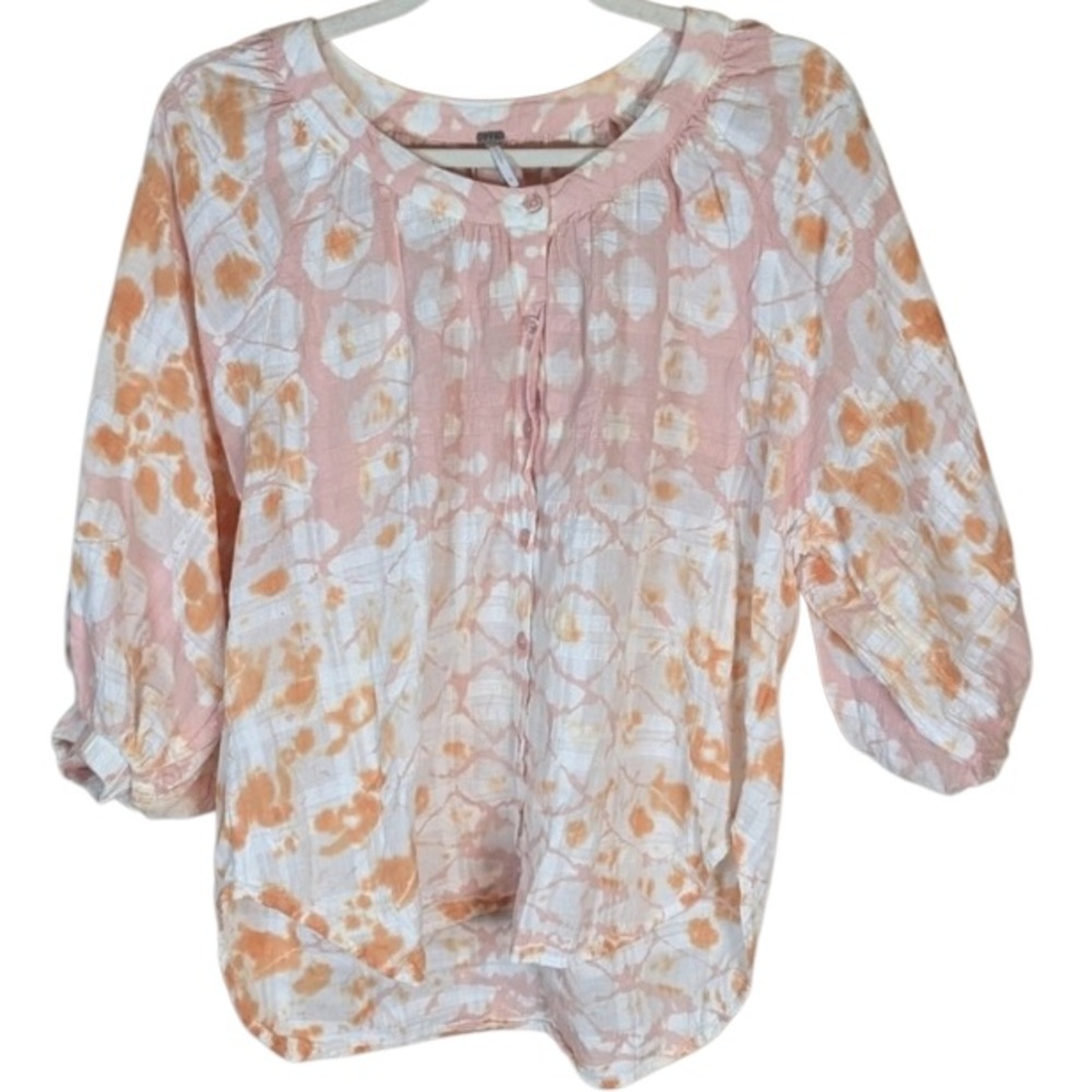 Young Fabulous & Broke YF&B Letta Top in Orange 3/4 Sleeve Relaxed Blouse